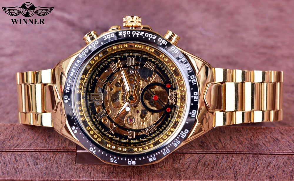 Sport Design Bezel Golden Watch Mens Watches