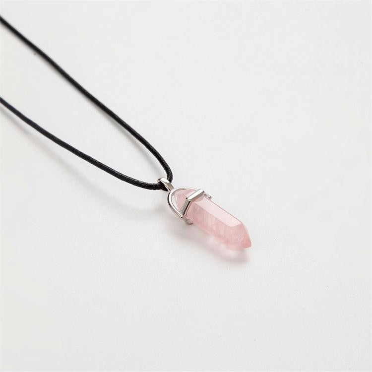 Hexagonal Column Necklaces Natural Crystal Pendants