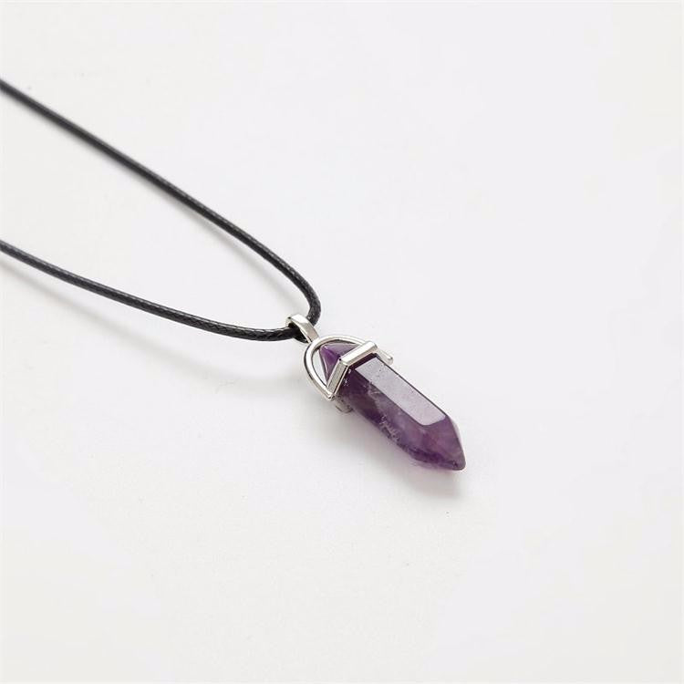 Hexagonal Column Necklaces Natural Crystal Pendants