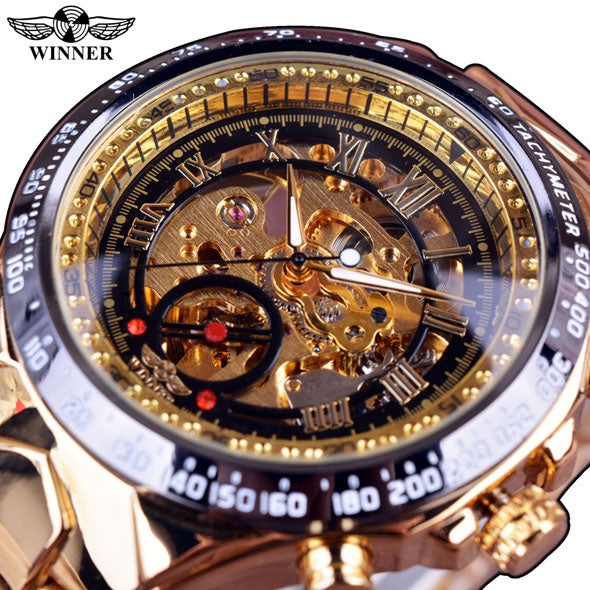 Sport Design Bezel Golden Watch Mens Watches