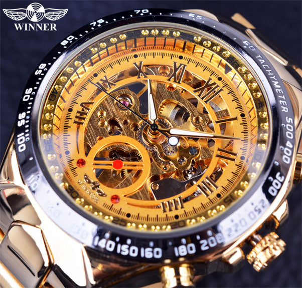 Sport Design Bezel Golden Watch Mens Watches