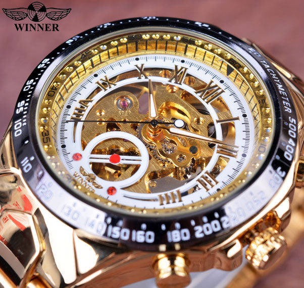 Sport Design Bezel Golden Watch Mens Watches