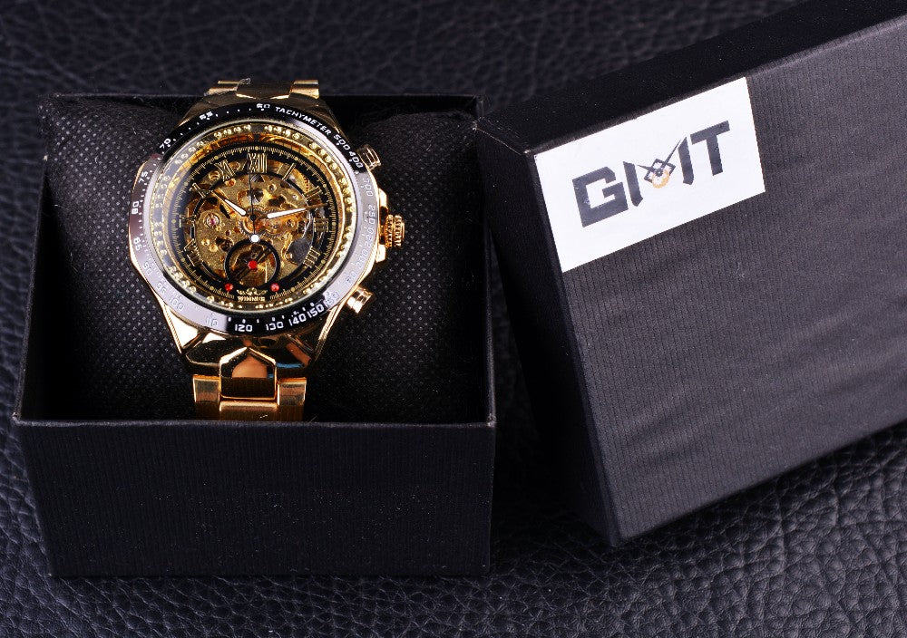 Sport Design Bezel Golden Watch Mens Watches