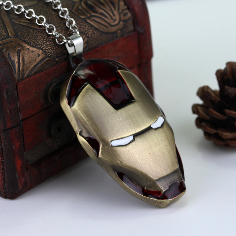 The Avengers Superhero Iron Man Mask Pendant Necklace Link Chain Necklace