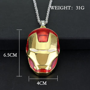 The Avengers Superhero Iron Man Mask Pendant Necklace Link Chain Necklace