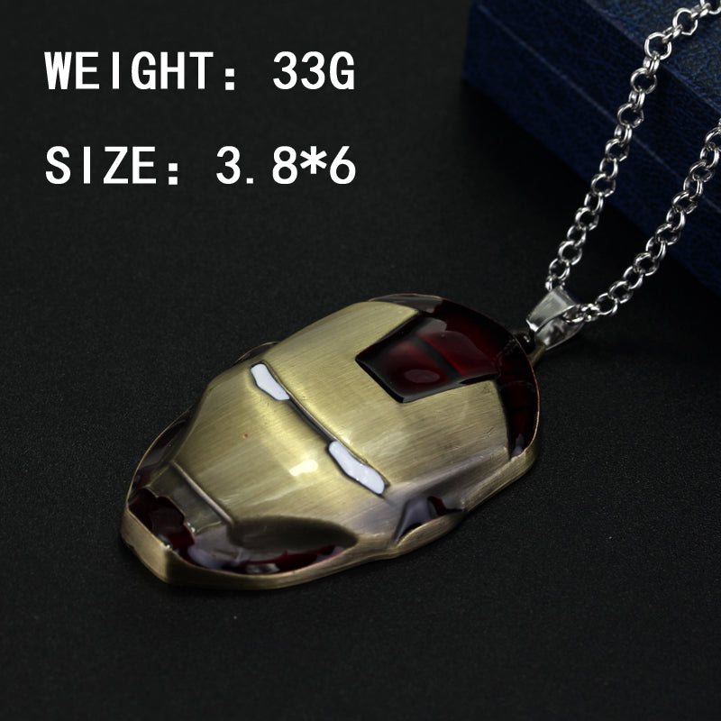 The Avengers Superhero Iron Man Mask Pendant Necklace Link Chain Necklace