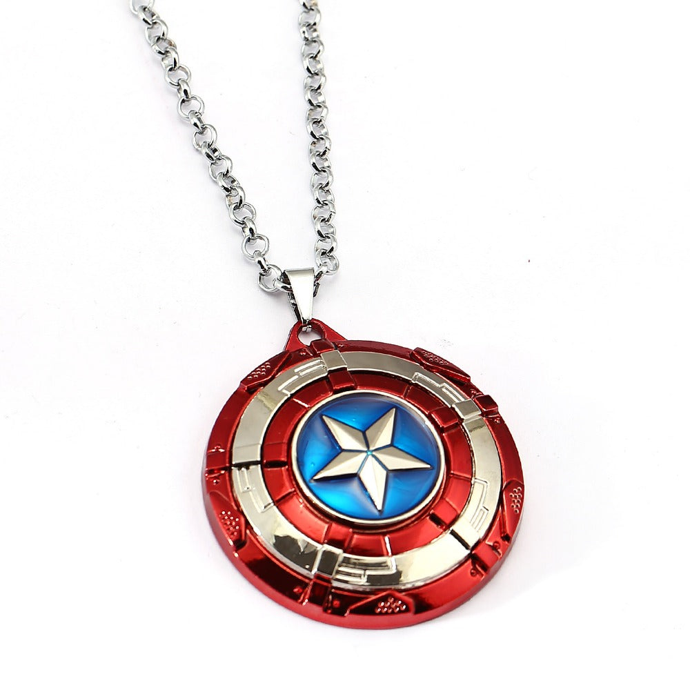 Captain America Necklace The Avengers Rotatable Pendant Fashion Stainless Steel Chain