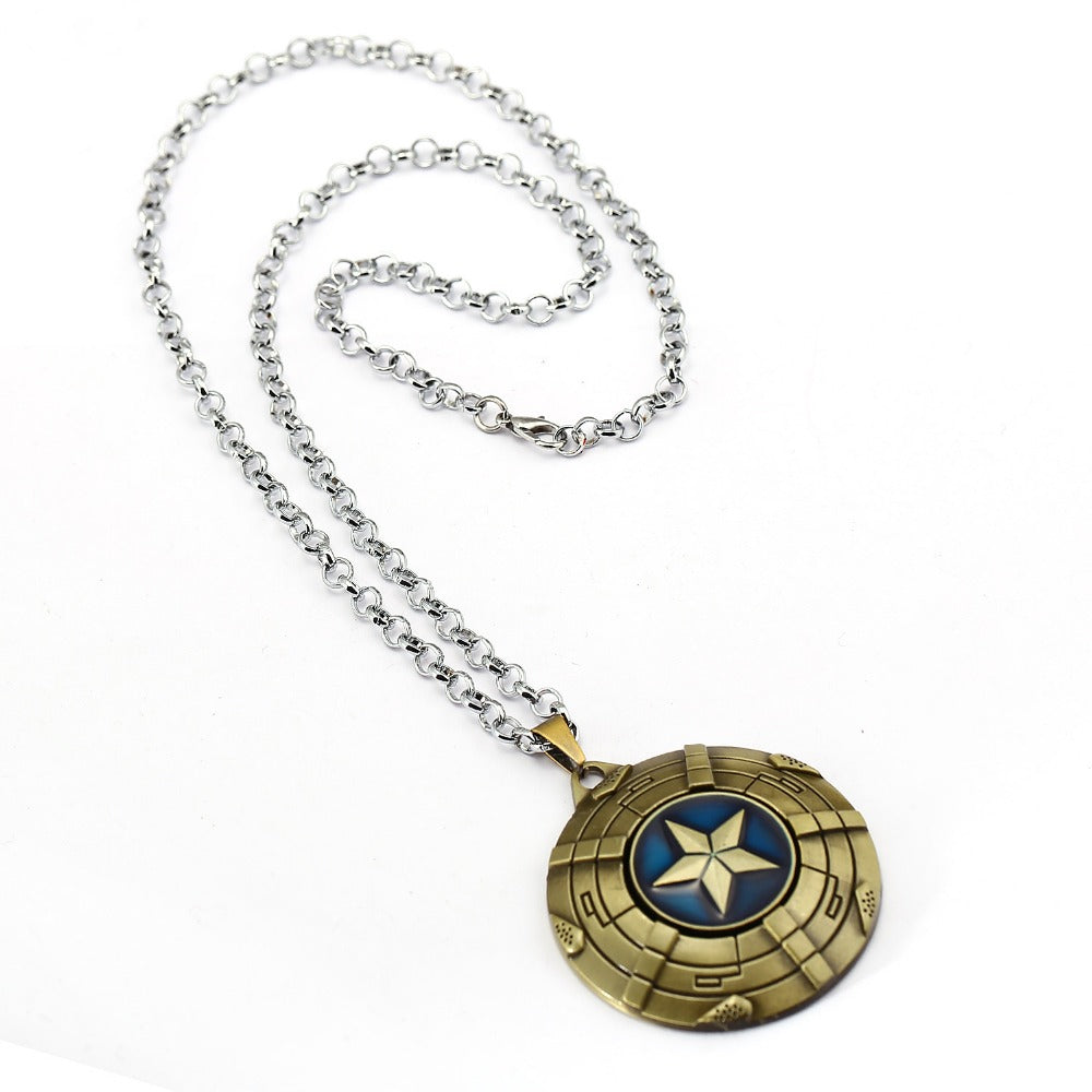 Captain America Necklace The Avengers Rotatable Pendant Fashion Stainless Steel Chain