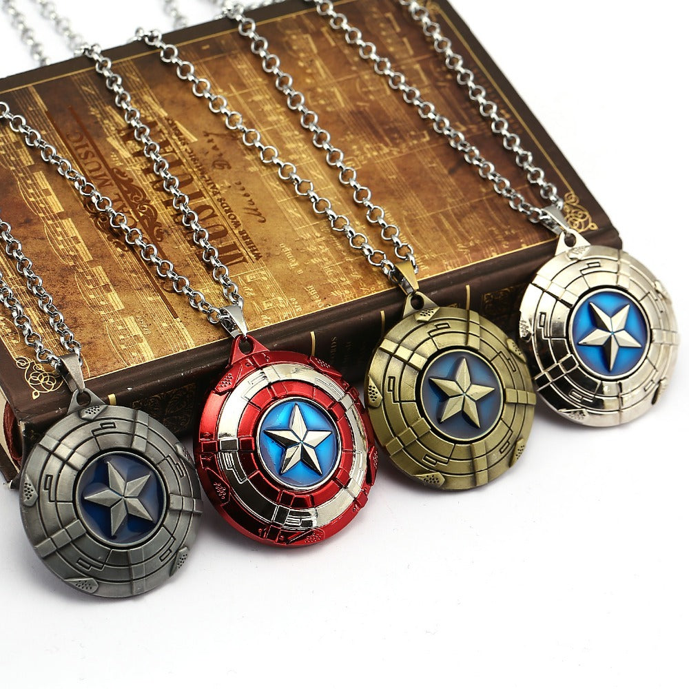 Captain America Necklace The Avengers Rotatable Pendant Fashion Stainless Steel Chain