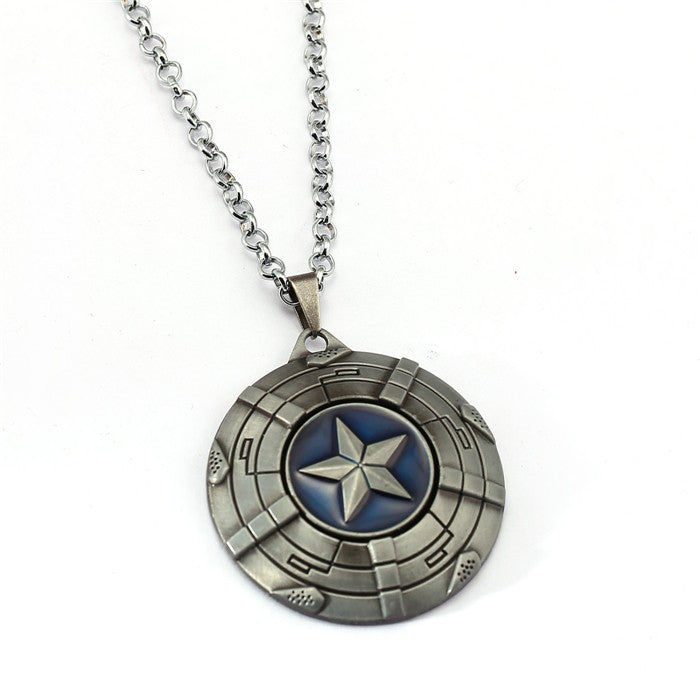 Captain America Necklace The Avengers Rotatable Pendant Fashion Stainless Steel Chain