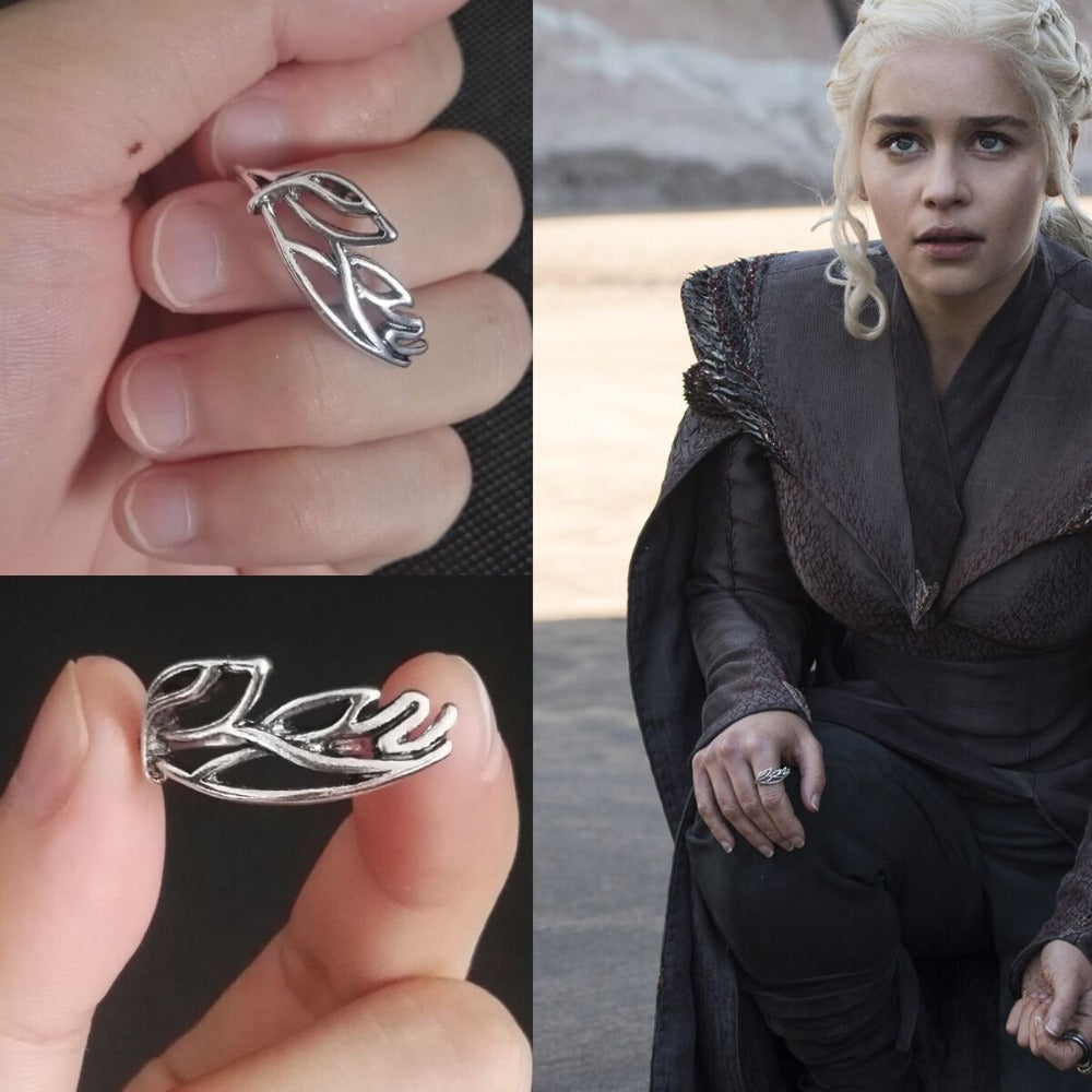 Game of Thrones Ring Daenerys Targaryen White Silver Plated Vintage Female Rings Lovely Christmas Gift For Women Cosplay Prop