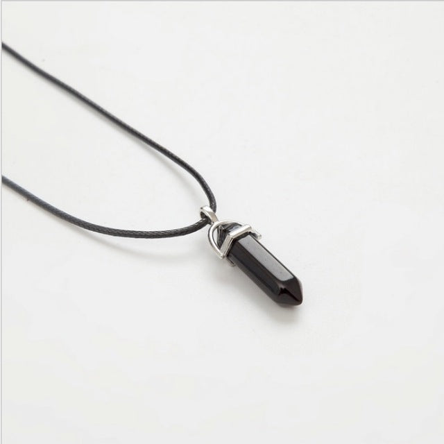 Hexagonal Column Necklaces Natural Crystal Pendants