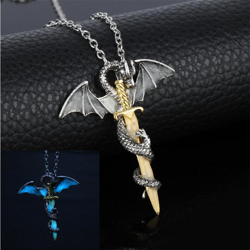 Luminous Jewelry Dragon Sword Pendant Necklace Game Of Throne Necklace