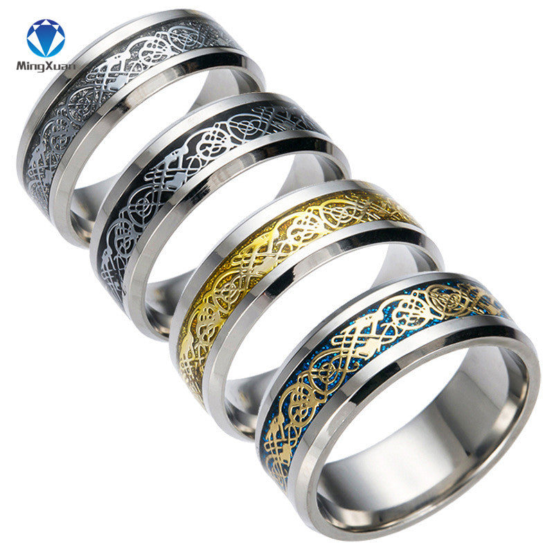 4 COLORS Vintage Gold Free Shipping Dragon 316L stainless steel Ring Mens Jewelry for Men lord Wedding Band male ring for lovers