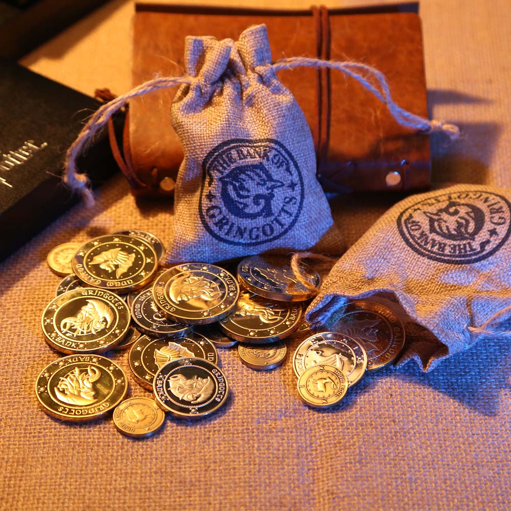 Hogwarts Gringotts Bank Coin Cosplay Collection Coins Wizarding World Noble with cloth bank bag Christmas New year Gift For Fans