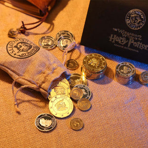 Hogwarts Gringotts Bank Coin Cosplay Collection Coins Wizarding World Noble with cloth bank bag Christmas New year Gift For Fans