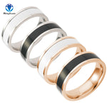 MINGXUAN black and white ceramic 316L Stainless Steel finger rings for women/men wholesale