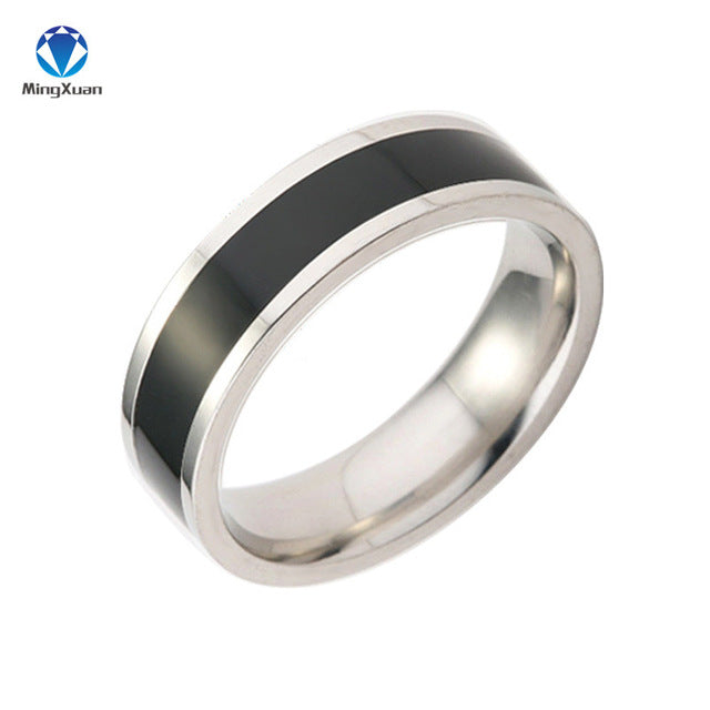 MINGXUAN black and white ceramic 316L Stainless Steel finger rings for women/men wholesale