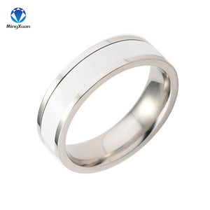 MINGXUAN black and white ceramic 316L Stainless Steel finger rings for women/men wholesale