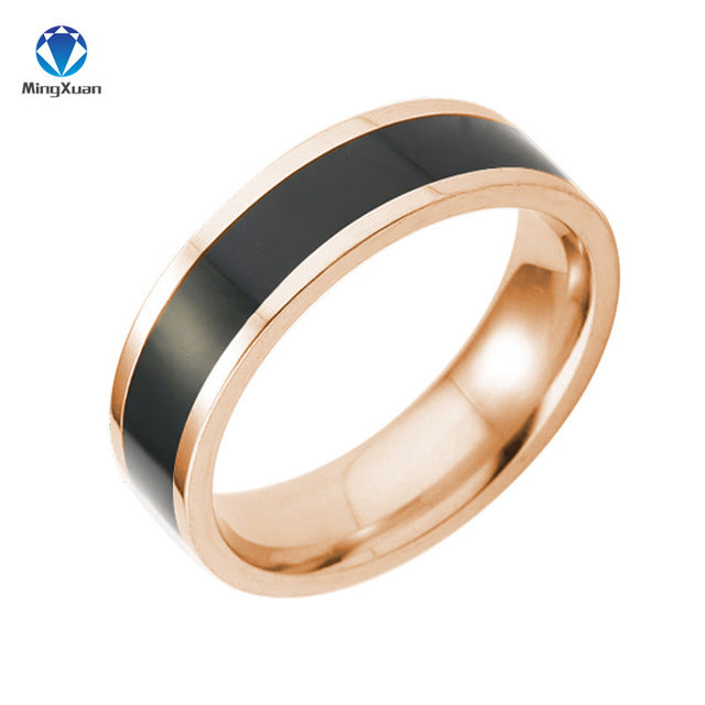 MINGXUAN black and white ceramic 316L Stainless Steel finger rings for women/men wholesale