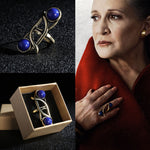 2017 Star Wars The Last Jedi Leia Princess Ring Cosplay Blue Vintage With Sapphire Female Rings Chrismas New Year Gift For Woman