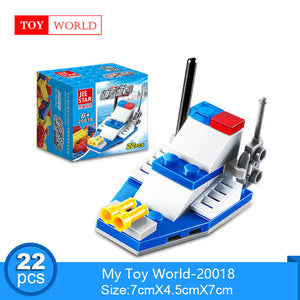 12 Kinds Original Mini Transportation Block Car Building Blocks Compatible legoeINGlys Duplo Soliders Police Bricks zk5