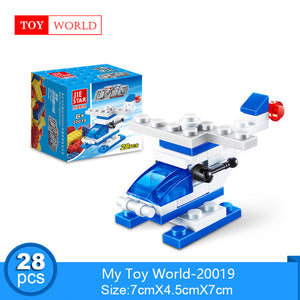 12 Kinds Original Mini Transportation Block Car Building Blocks Compatible legoeINGlys Duplo Soliders Police Bricks zk5
