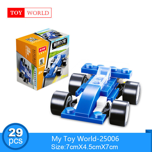 12 Kinds Original Mini Transportation Block Car Building Blocks Compatible legoeINGlys Duplo Soliders Police Bricks zk5