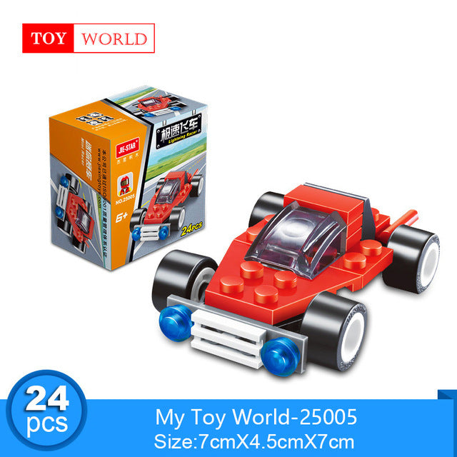 12 Kinds Original Mini Transportation Block Car Building Blocks Compatible legoeINGlys Duplo Soliders Police Bricks zk5