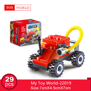 12 Kinds Original Mini Transportation Block Car Building Blocks Compatible legoeINGlys Duplo Soliders Police Bricks zk5