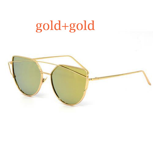 2018 Cat Eye vintage Brand designer rose gold mirror Sunglasses For Women