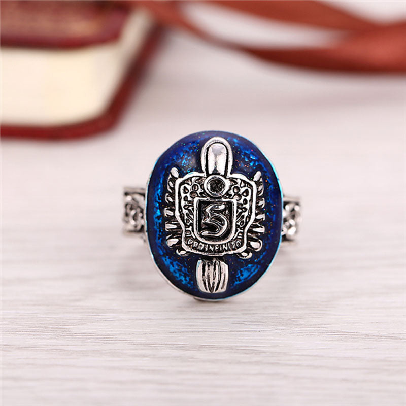 The Vampire Diaries Damon Salvatore Vintage Jewelry Ring D/S Sun Crest Ring Lapis Oval Ellipse Rings Gift Accessories For Fans