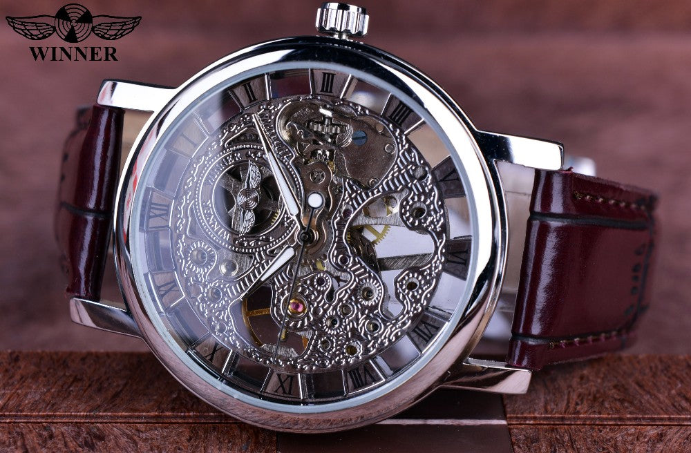 Winner Royal Carving Skeleton Brown Leather